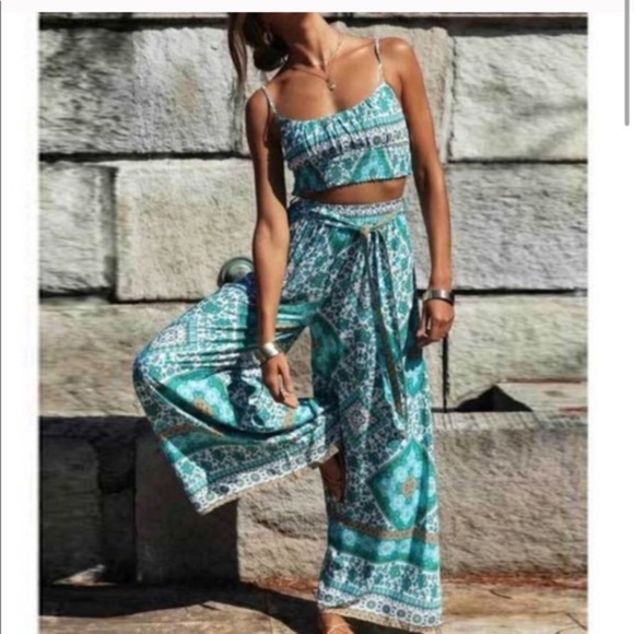 Coming Soon NWT Boho Print Pant Set - Picture 2 of 6